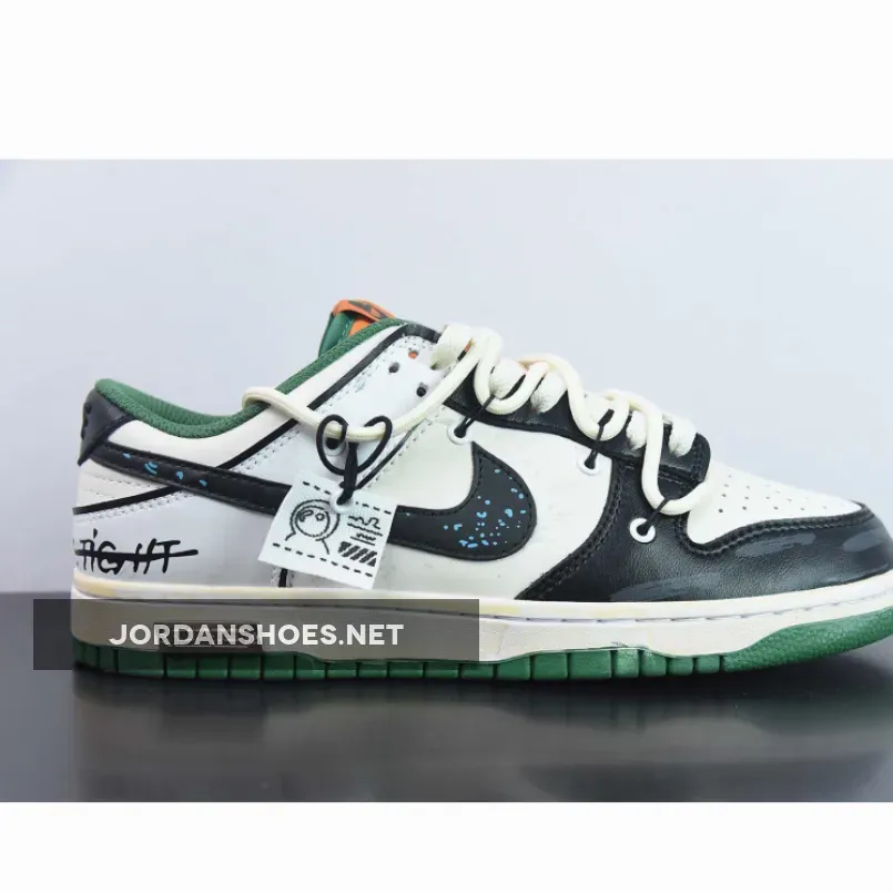 Nike Dunk Low Custom ‘Hold Me Tight’ White Black Green Orange Nike Dunk Low Custom ‘Hold Me Tight’ White Black Green Orange