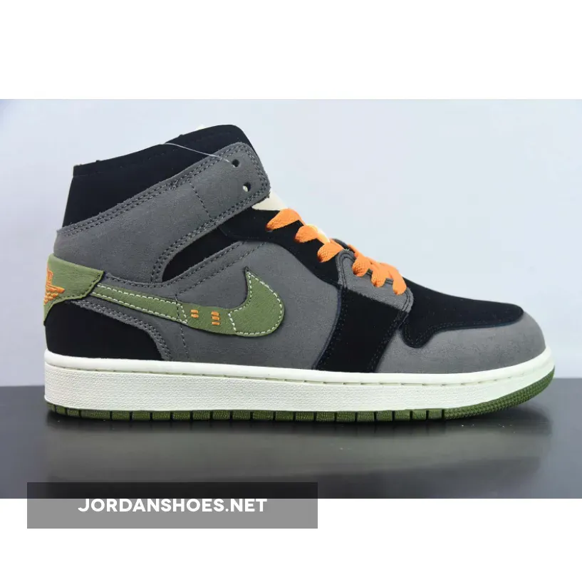 Air Jordan 1 Mid SE Craft 'Halloween' Black Light Olive , Air Jordan Retro 1 Mid Se Craft FD6817-003