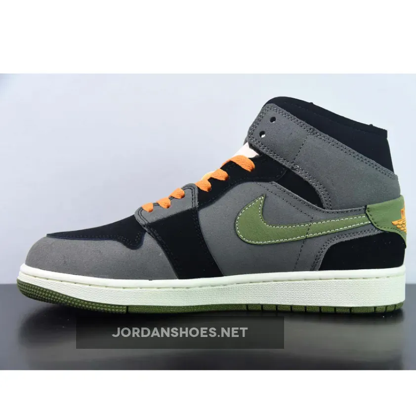 Air Jordan 1 Mid SE Craft 'Halloween' Black Light Olive , Air Jordan Retro 1 Mid Se Craft FD6817-003