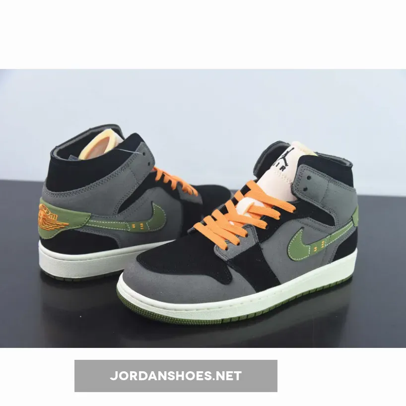 Air Jordan 1 Mid SE Craft 'Halloween' Black Light Olive , Air Jordan Retro 1 Mid Se Craft FD6817-003