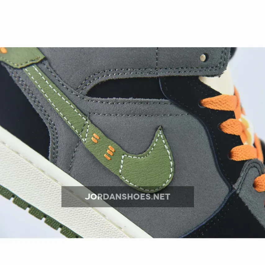 Air Jordan 1 Mid SE Craft 'Halloween' Black Light Olive , Air Jordan Retro 1 Mid Se Craft FD6817-003