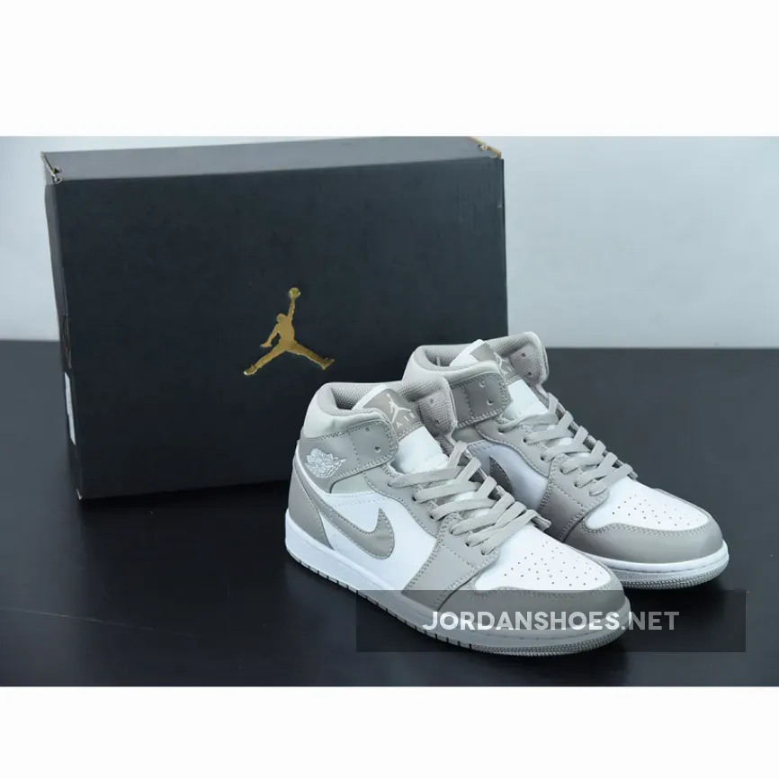 Air Jordan 1 Mid Linen White 554724-082 New Releases