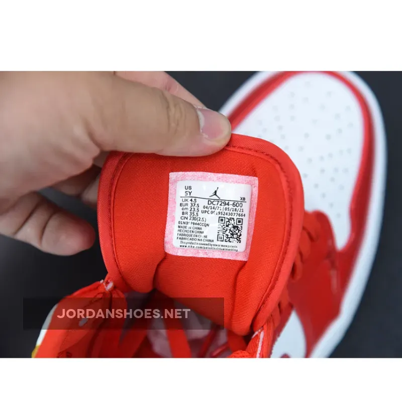 Red Patent Air Jordan 1 Mid With Geometric Prints Jordan Barcelona Sweater