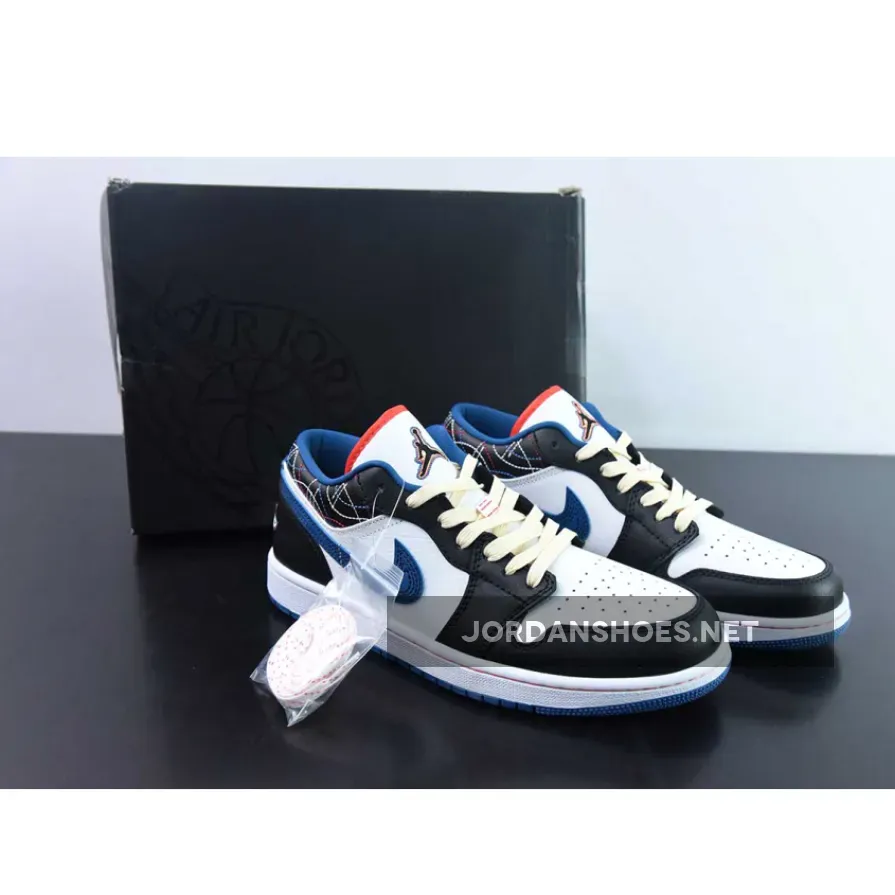 Air Jordan 1 Low SE White/Industrial Blue-Siren Red | blue jordans