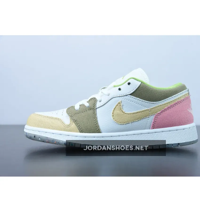 Pink And White Air Jordan 1 Low / Air Jordan 1 Low GS Recycled White/Tan-Pink