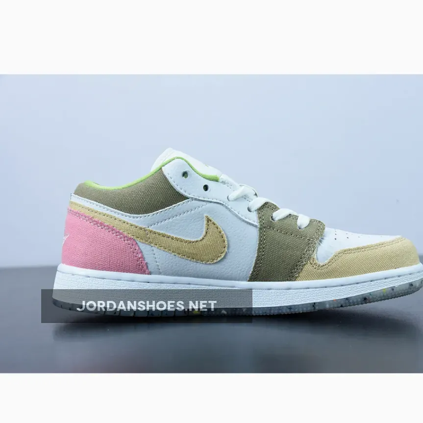 Pink And White Air Jordan 1 Low / Air Jordan 1 Low GS Recycled White/Tan-Pink