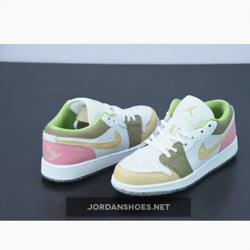 Pink And White Air Jordan 1 Low / Air Jordan 1 Low GS Recycled White/Tan-Pink
