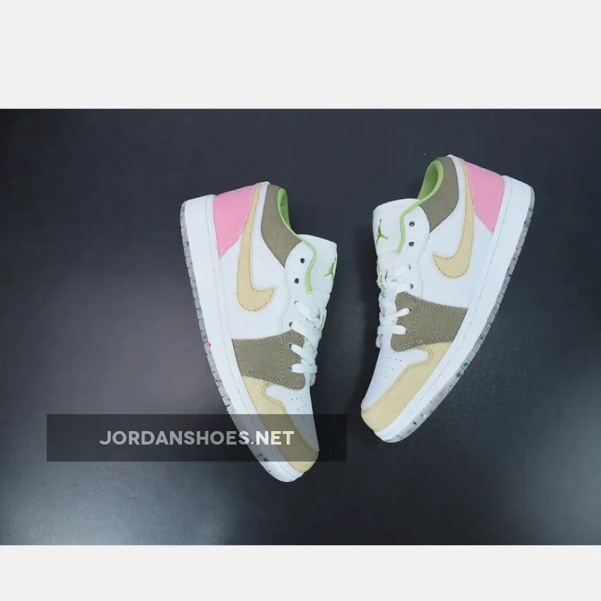 Pink And White Air Jordan 1 Low / Air Jordan 1 Low GS Recycled White/Tan-Pink