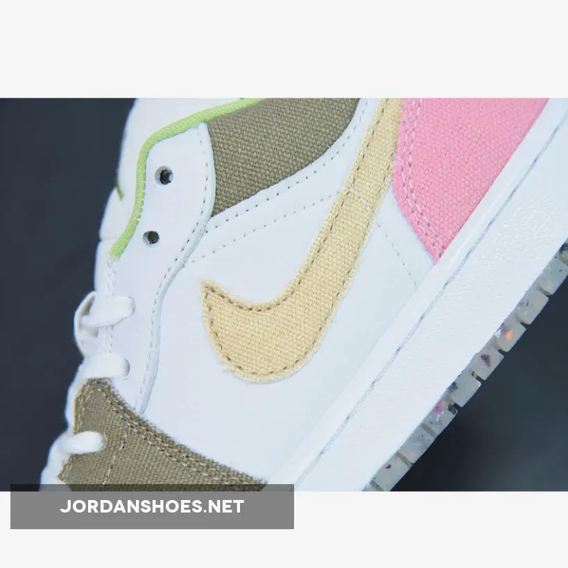 Pink And White Air Jordan 1 Low / Air Jordan 1 Low GS Recycled White/Tan-Pink