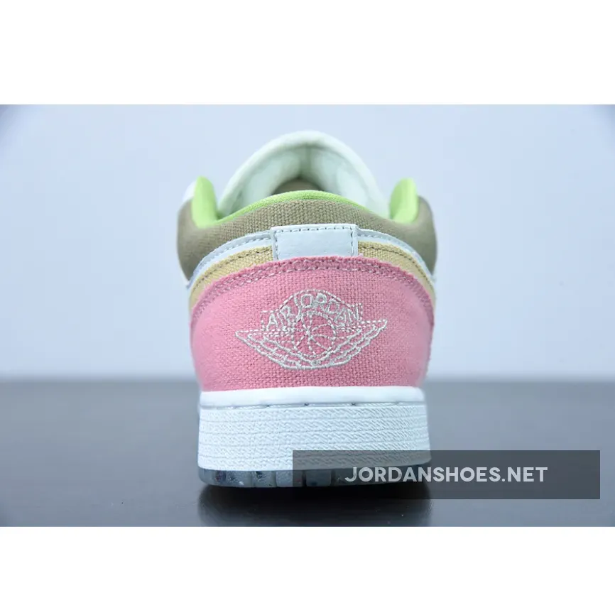 Pink And White Air Jordan 1 Low / Air Jordan 1 Low GS Recycled White/Tan-Pink