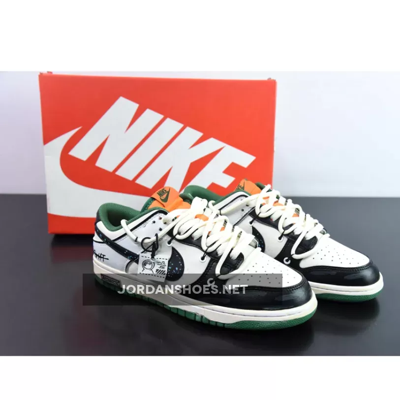 Nike Dunk Low Custom ‘Hold Me Tight’ White Black Green Orange