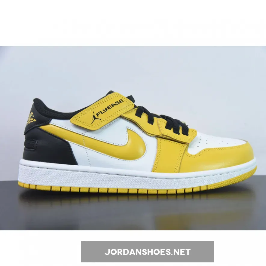 Air Jordan 1 Low FlyEase 'Taxi' White/Black-University Gold, Jordan 1 Taxi Goat DM1206-107