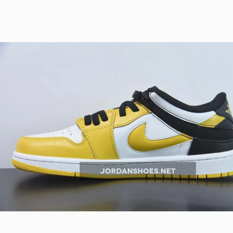 Air Jordan 1 Low FlyEase 'Taxi' White/Black-University Gold, Jordan 1 Taxi Goat DM1206-107
