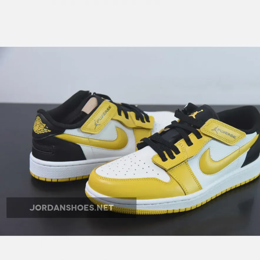 Air Jordan 1 Low FlyEase 'Taxi' White/Black-University Gold, Jordan 1 Taxi Goat DM1206-107