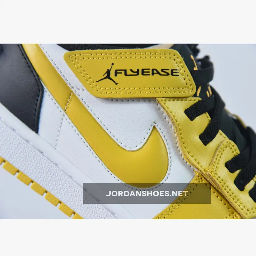 Air Jordan 1 Low FlyEase 'Taxi' White/Black-University Gold, Jordan 1 Taxi Goat DM1206-107