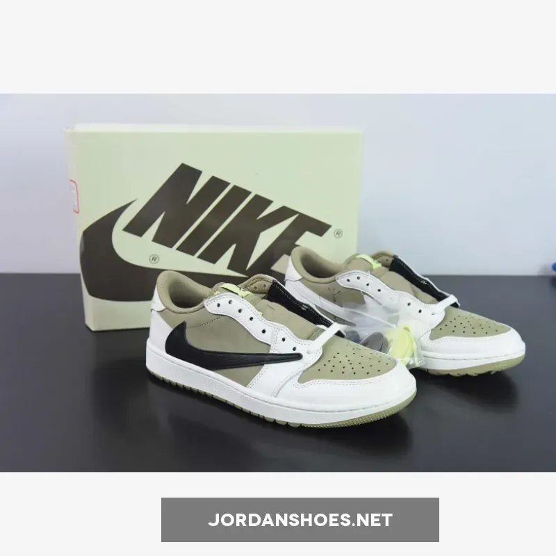 Travis Scott x Air Jordan 1 Low Golf Neutral Olive/Black-Sail-Light Lemon Twist / Travis Scott Golfs FZ3124-200