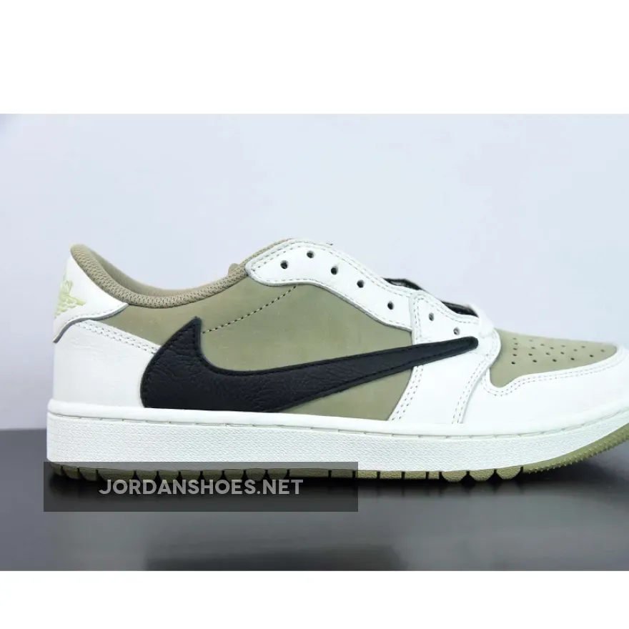 Travis Scott x Air Jordan 1 Low Golf Neutral Olive/Black-Sail-Light Lemon Twist / Travis Scott Golfs FZ3124-200