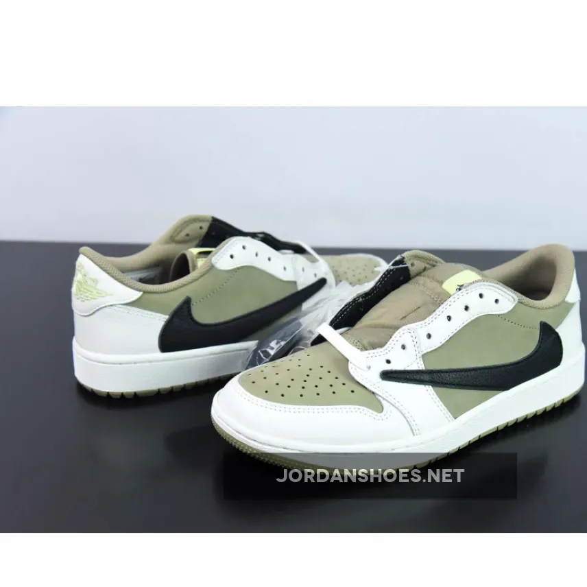 Travis Scott x Air Jordan 1 Low Golf Neutral Olive/Black-Sail-Light Lemon Twist / Travis Scott Golfs FZ3124-200