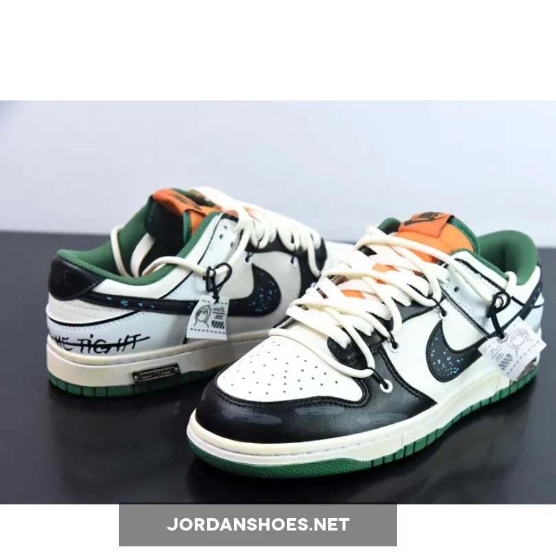 Nike Dunk Low Custom ‘Hold Me Tight’ White Black Green Orange Nike Dunk Low Custom ‘Hold Me Tight’ White Black Green Orange