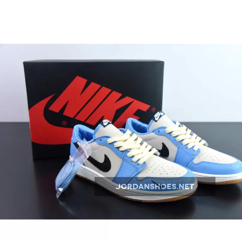 Air Jordan 1 Low OG 'UNC' PE White Blue Air Jordan 1 Low Pe