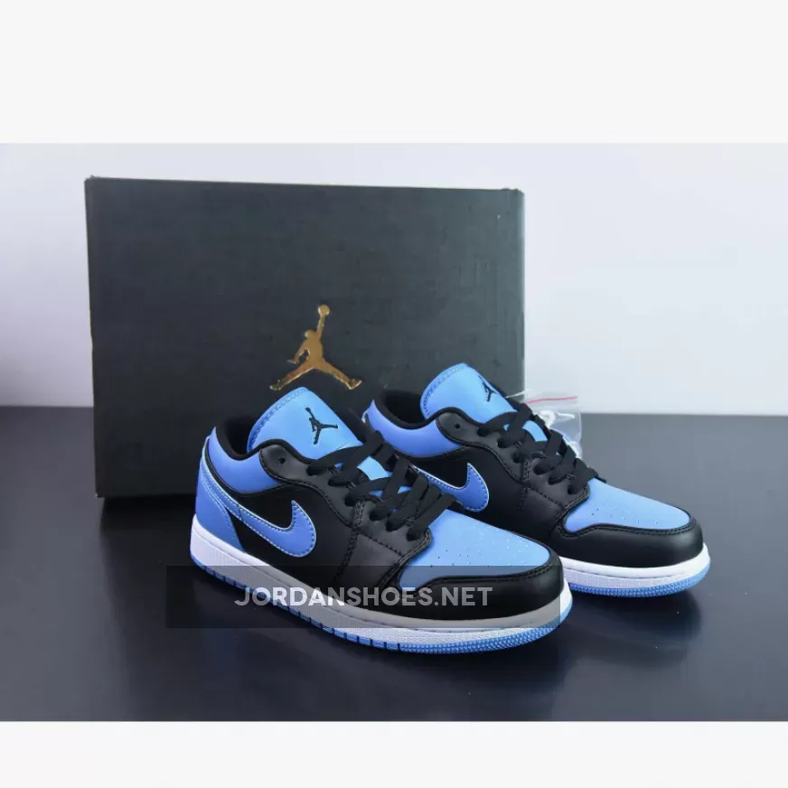 Air Jordan 1 Low Black/University Blue-White, Blue Black And White Jordan 1 Low 553558-041