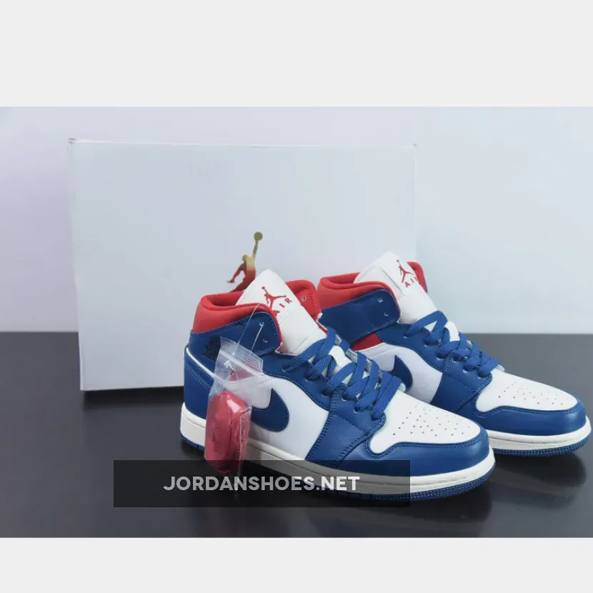 Air Jordan 1 Mid White French Blue Red | french blue 4s