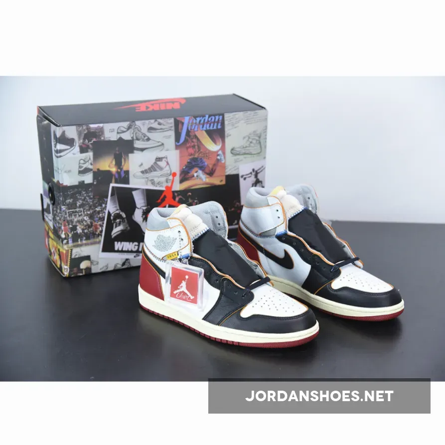 Mns Air Jordan 1 Retro High Nrg 'Black Toe' AJ1 White/Varsity Red/Wolf Grey, 1 Black Union BV1300-106
