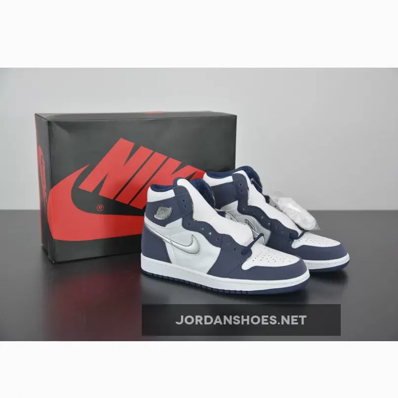 Air Jordan 1 Retro High COJP "Midnight Navy" Unisex White/Midnight Navy/Metallic S AJ1