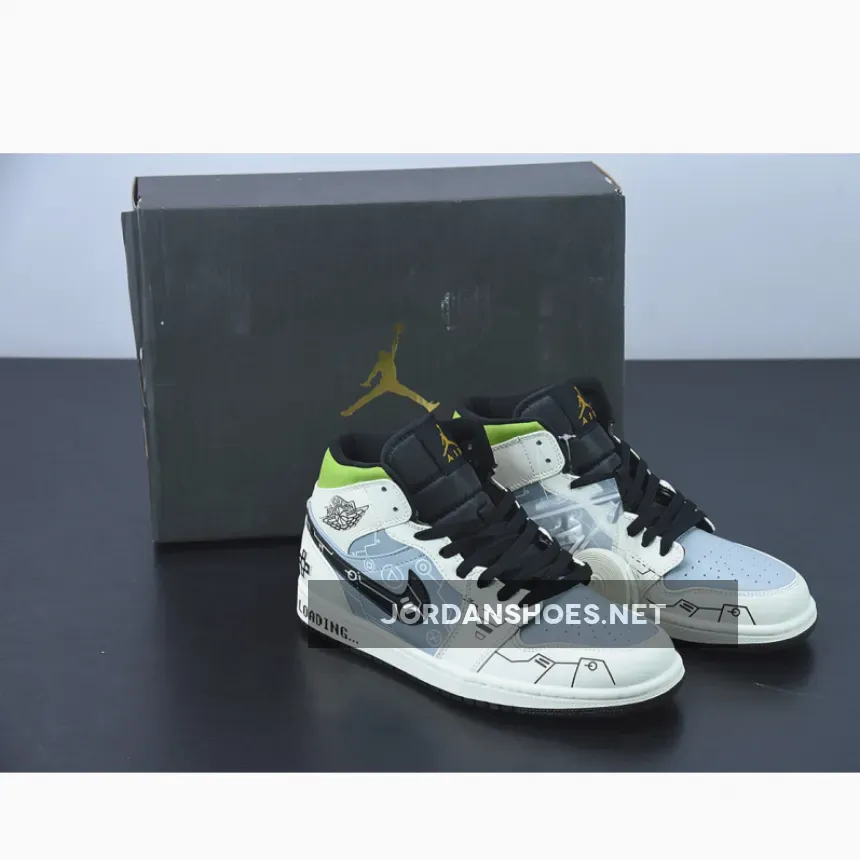 Air Jordan 1 Mid OG 'Video Game' White Grey Black / Jordan 1 Mid Black And White Grey