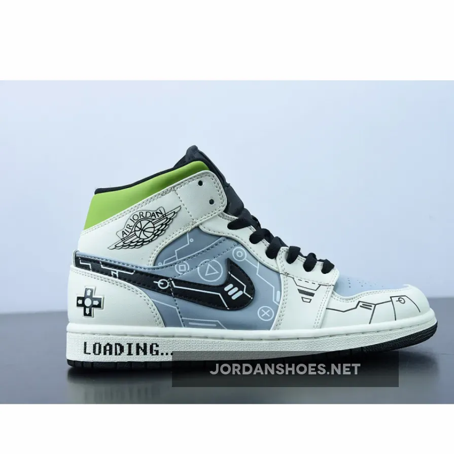Air Jordan 1 Mid OG 'Video Game' White Grey Black / Jordan 1 Mid Black And White Grey
