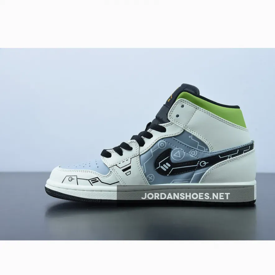 Air Jordan 1 Mid OG 'Video Game' White Grey Black / Jordan 1 Mid Black And White Grey