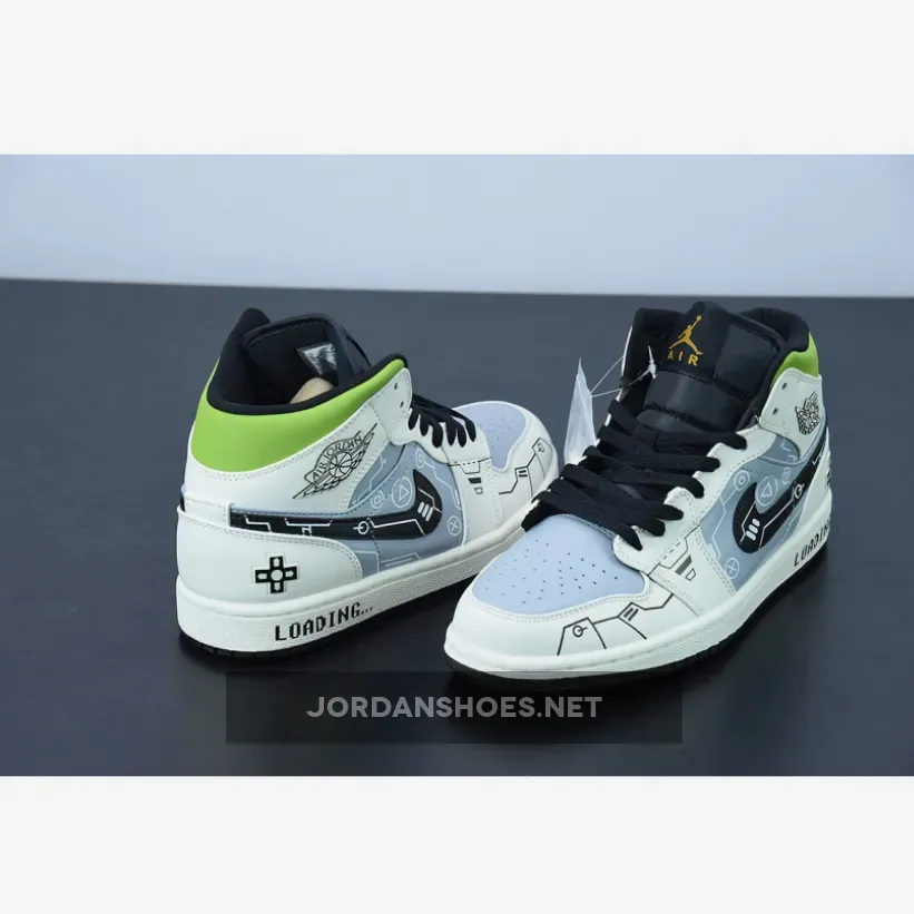 Air Jordan 1 Mid OG 'Video Game' White Grey Black / Jordan 1 Mid Black And White Grey