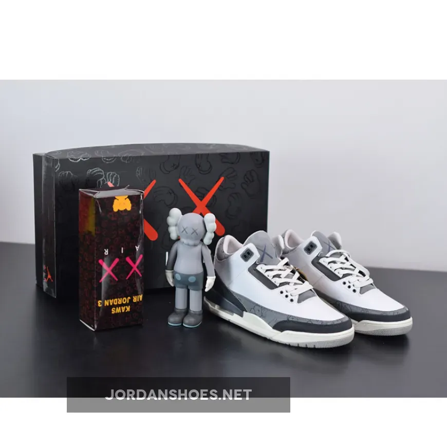 Bespoke IND x KAWS x Air Jordan 3 White Grey | kaws jordan 3