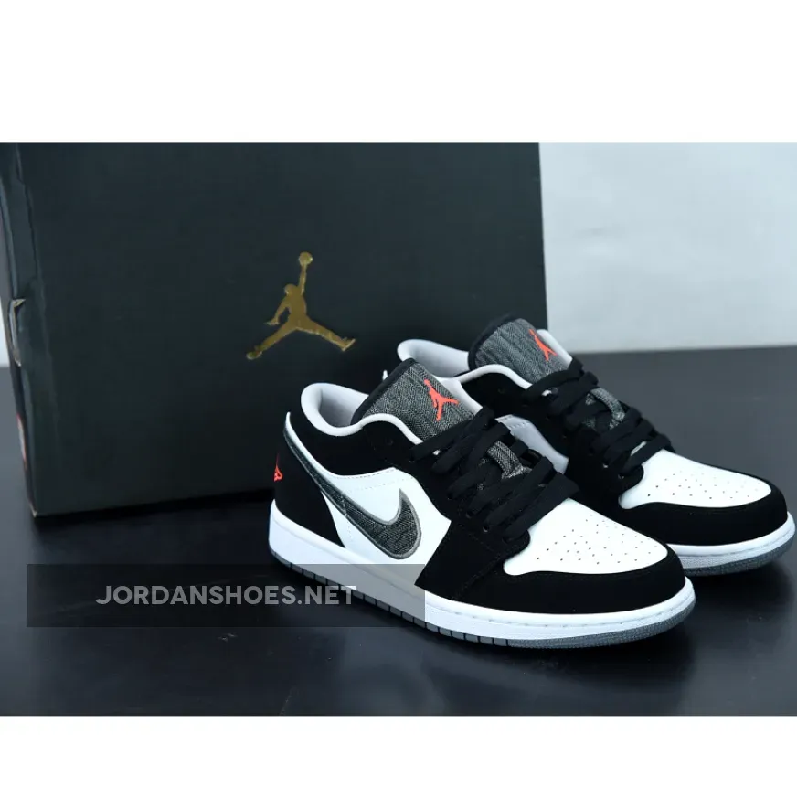 Infared 23 / Air Jordan 1 Retro Low Black/White-Wolf Grey-Infrared 23