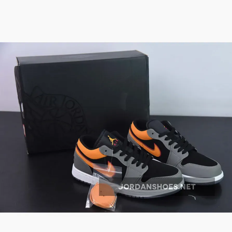 Air Jordan 1 Low Black/Vivid Orange-Light Graphite