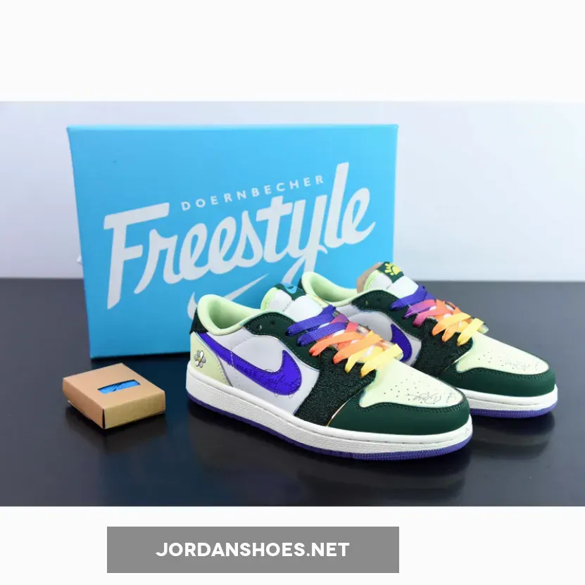 Air Jordan 1 Low "Doernbecher" Gorge Green/Court Purple-White-Barely Volt-Sail