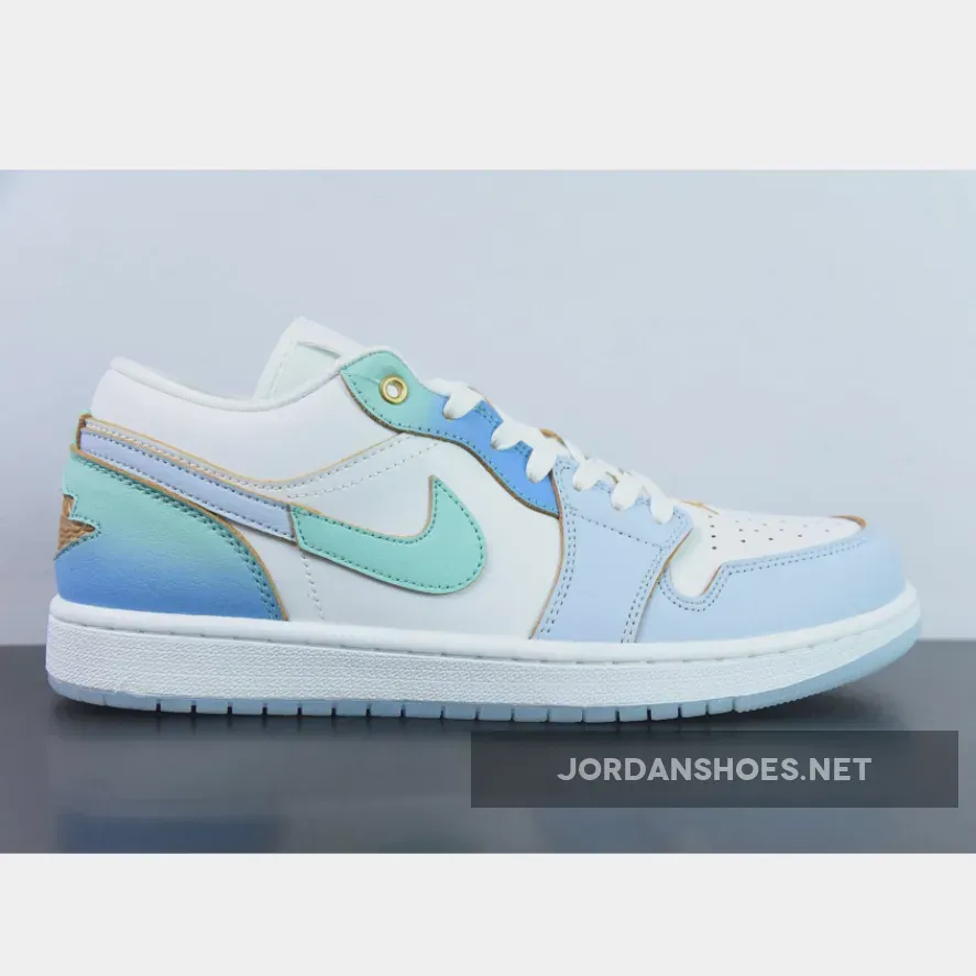 Air Jordan 1 Low SE "Emerald Rise" White / Blue / Gold Air Jordan 1 Low SE "Emerald Rise" White / Blue / Gold
