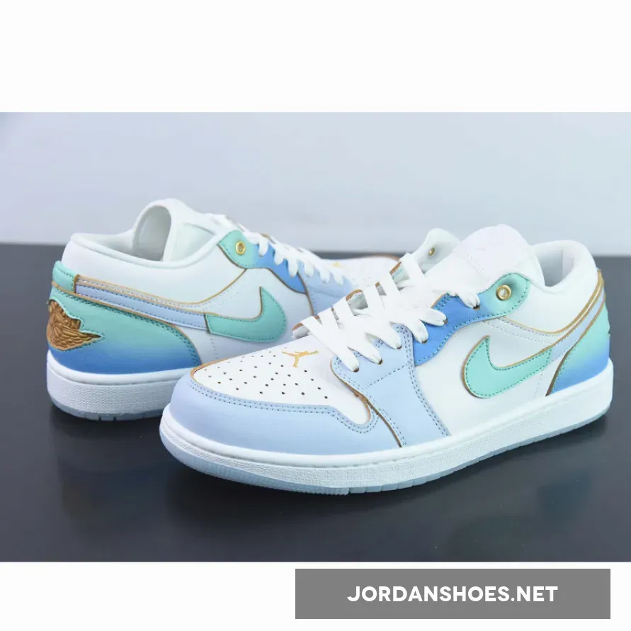 Air Jordan 1 Low SE "Emerald Rise" White / Blue / Gold Air Jordan 1 Low SE "Emerald Rise" White / Blue / Gold