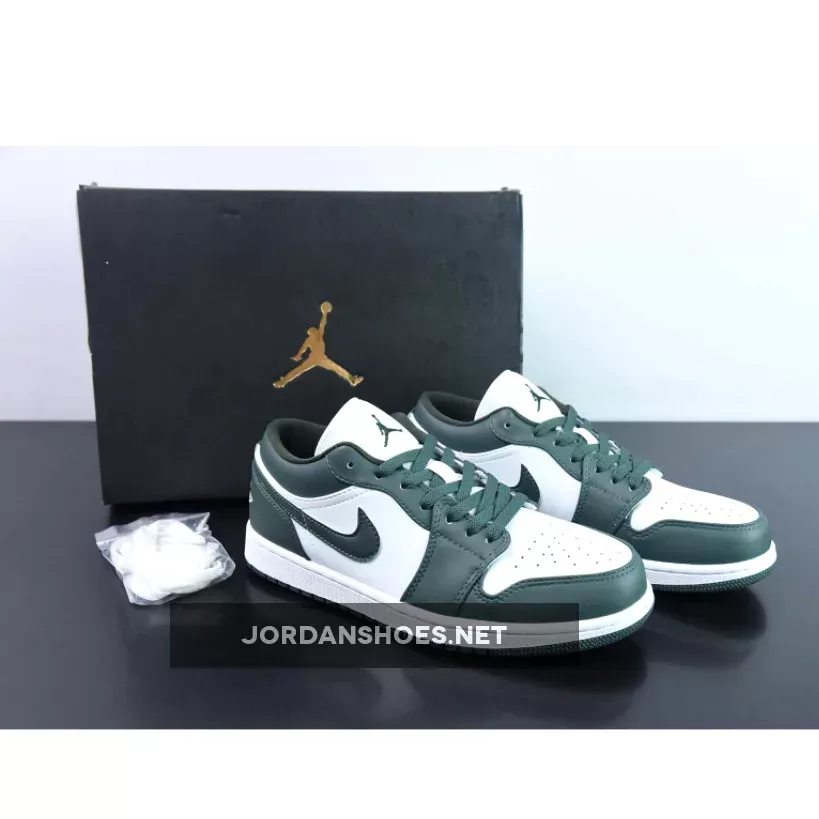 Air Jordan 1 Low White and Olive Green