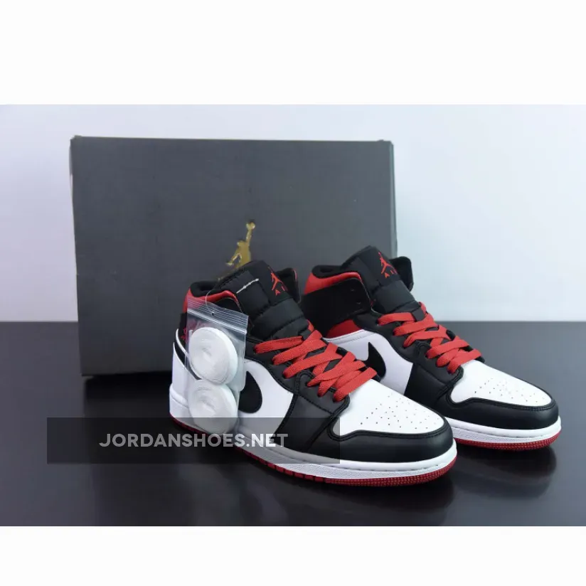 Air Jordan 1 Mid "Black Toe" White/Black-Gym Red