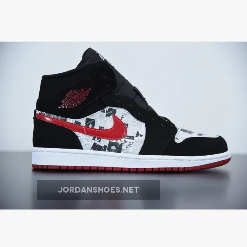 Air Jordan 1 Mid SE ‘Newspaper’ Black/Gym Red-White Air Jordan 1 Mid SE ‘Newspaper’ Black/Gym Red-White