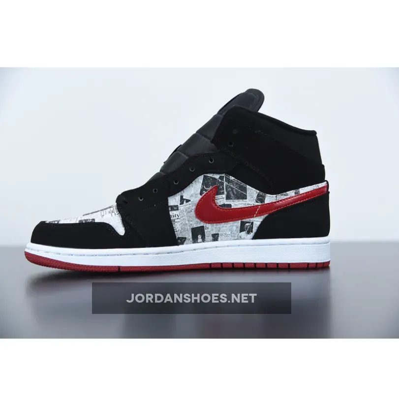 Air Jordan 1 Mid SE ‘Newspaper’ Black/Gym Red-White Air Jordan 1 Mid SE ‘Newspaper’ Black/Gym Red-White