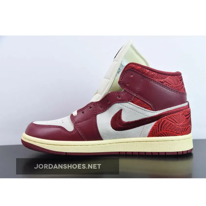 Air Jordan 1 Mid "Tiki Leaf" Team Red/Sail/Muslin Air Jordan 1 Mid "Tiki Leaf" Team Red/Sail/Muslin