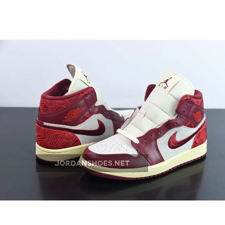 Air Jordan 1 Mid "Tiki Leaf" Team Red/Sail/Muslin Air Jordan 1 Mid "Tiki Leaf" Team Red/Sail/Muslin