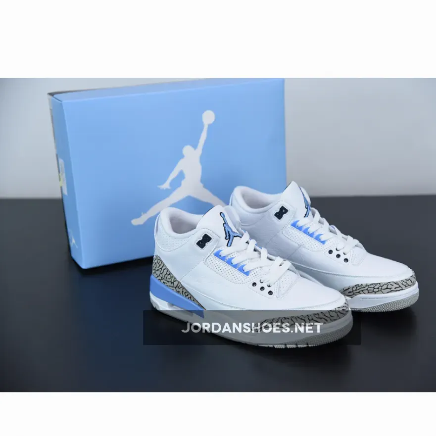 Air Jordan 3 "UNC" White/Valor Blue-Tech Grey
