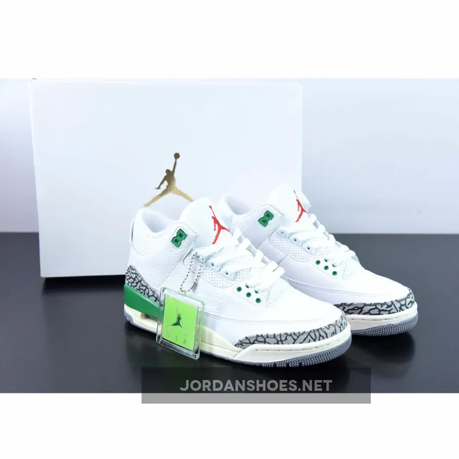 Air Jordan 3 White/Varsity Red-Lucky Green-Cement Grey