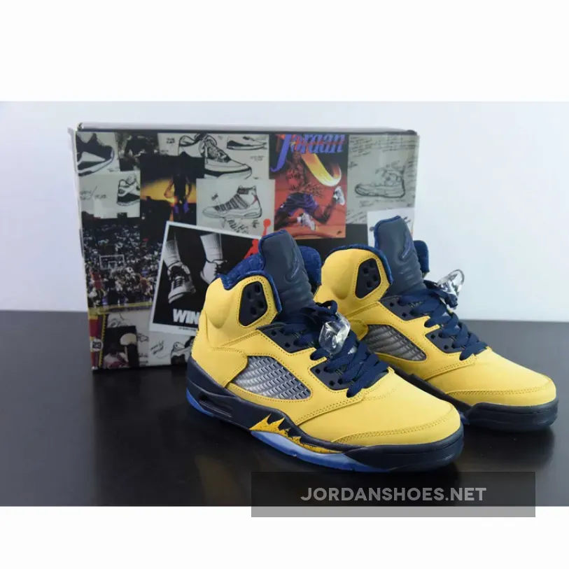 Air Jordan 5 Retro Michigan Amarillo/College Navy