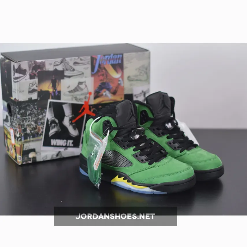 Air Jordan 5 SE "Oregon Ducks" Apple Green/Black/Yellow Strike