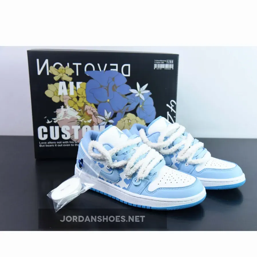 Custom Air Jordan 1 Low "White/Ice Blue