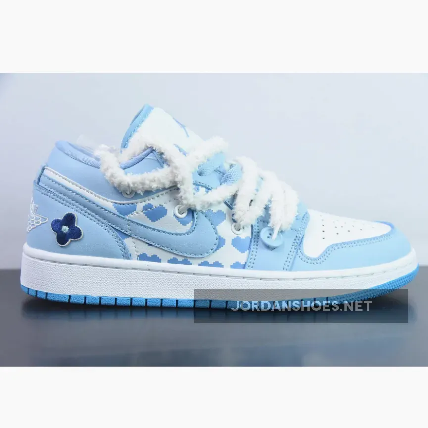 Custom Air Jordan 1 Low "White/Ice Blue Custom Air Jordan 1 Low "White/Ice Blue